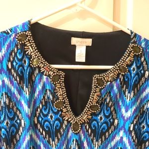 Chicos Dress Jewelled Neckline